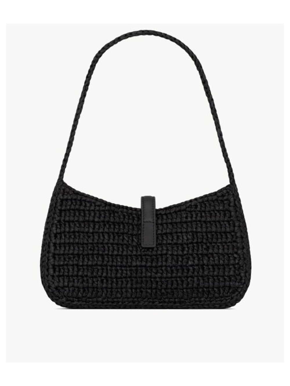 Saint Laurent Le 7 A 5 Mini Raffia & Leather Shoulder Bag, Black - Picture 4 of 4